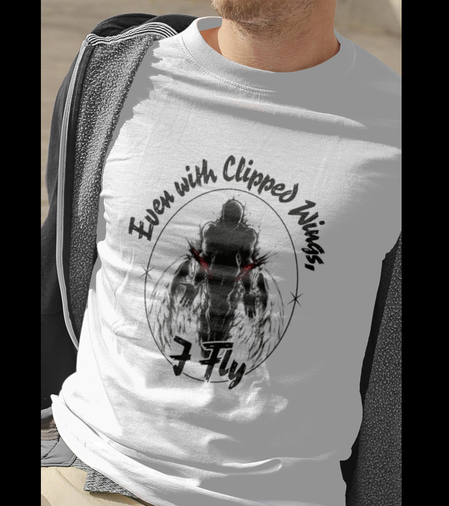 Even With Clipped Wings I Fly Dark Silhouette And Red Eyes T-Shirt