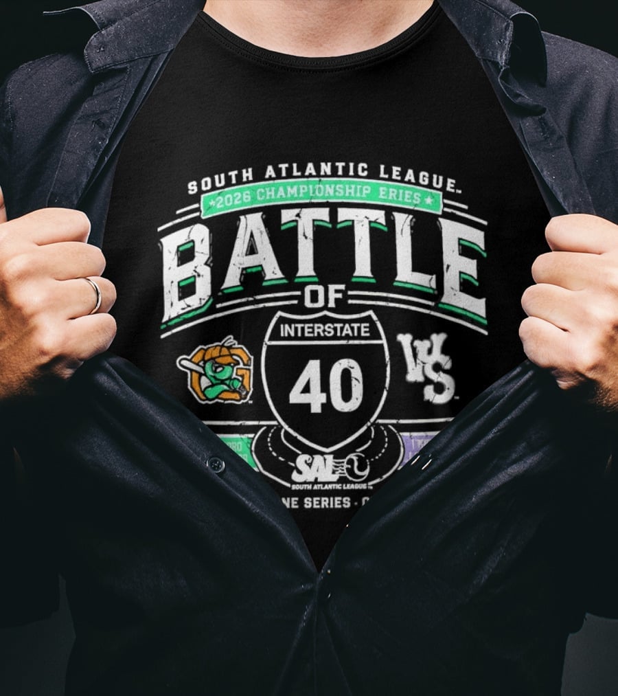 South Atlantic League 2026 Championship Battle Of Interstate 40 Greensboro Grasshoppers Vs Triad City Leaping Llamas One Road One Series One Champion T-Shirt