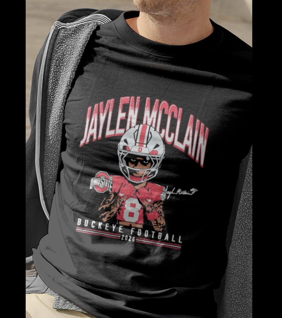 Jaylen McClain No 8 Buckeye Football 2026 Ohio State Exclusive T-Shirt