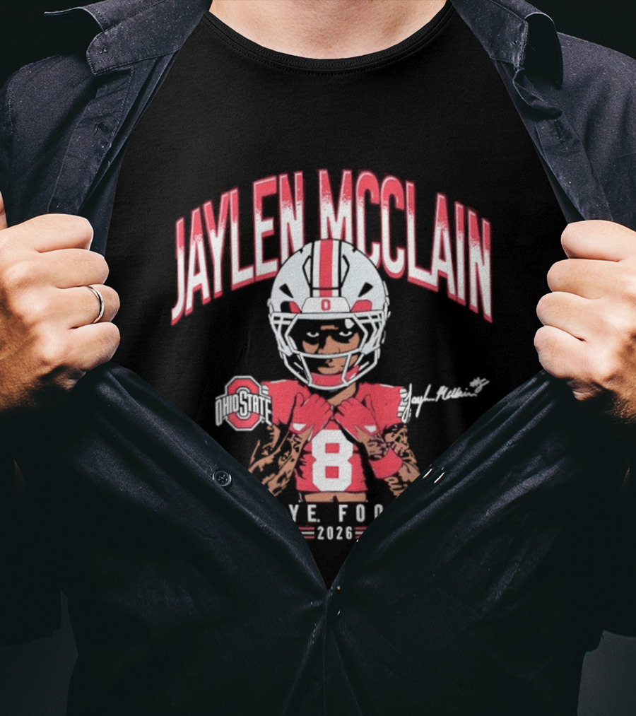 Jaylen McClain No 8 Buckeye Football 2026 Ohio State Exclusive T-Shirt