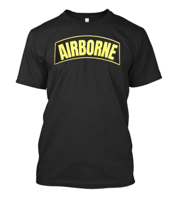 Airborne Yellow Arched Tab Patch Dark Military T-Shirt