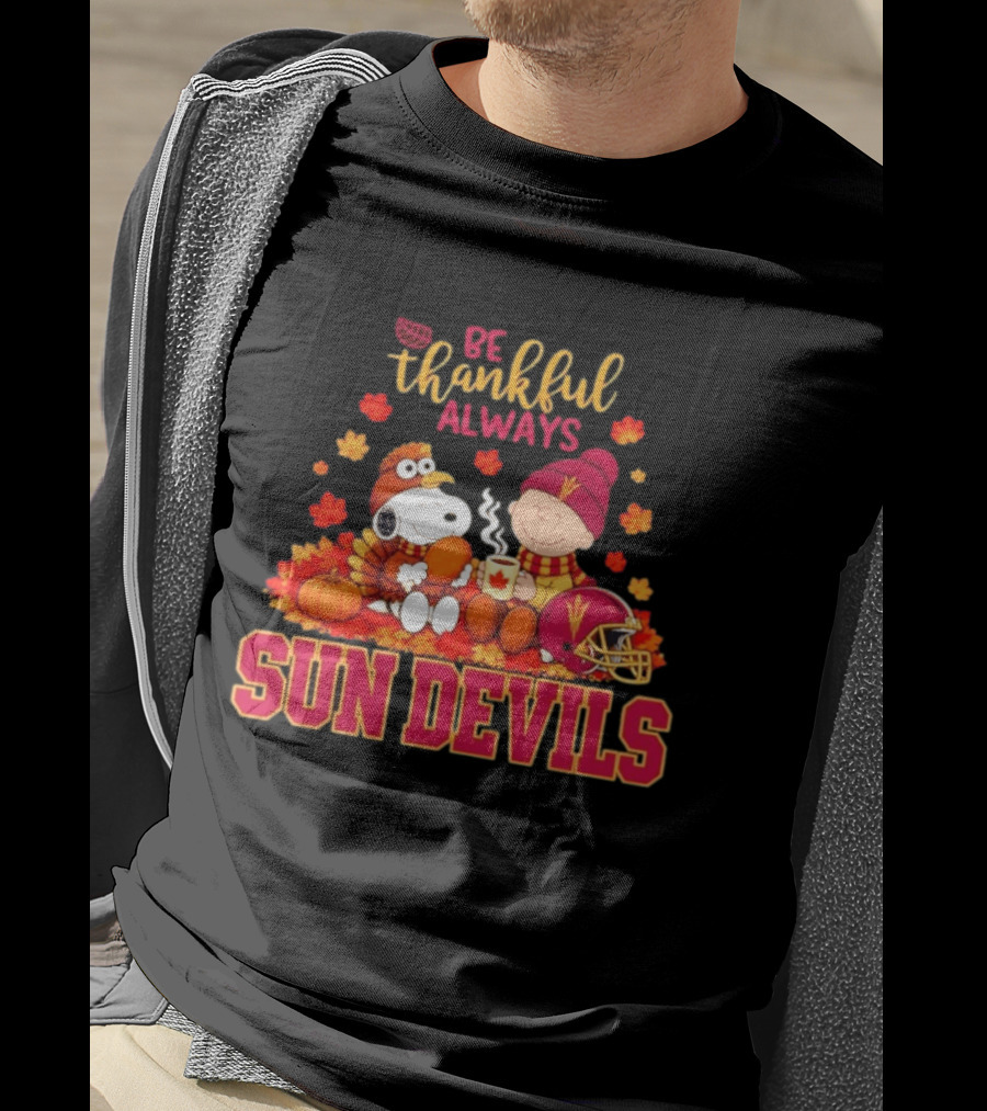 Be Thankful Always Snoopy And Charlie Brown With Sun Devils Fans T-Shirt