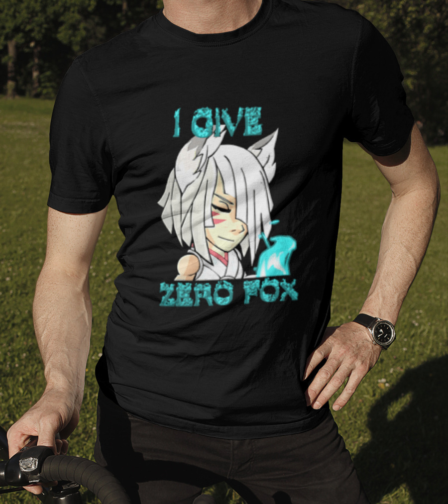 I Give Zero Fox White Hair Kitsune Blue Flame T-Shirt