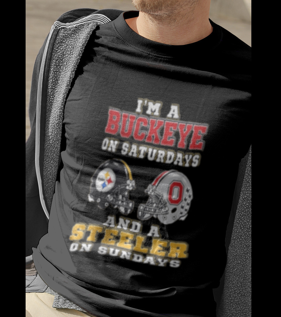 Ohio State Buckeye Saturdays Pittsburgh Steeler Sundays Fan T-Shirt
