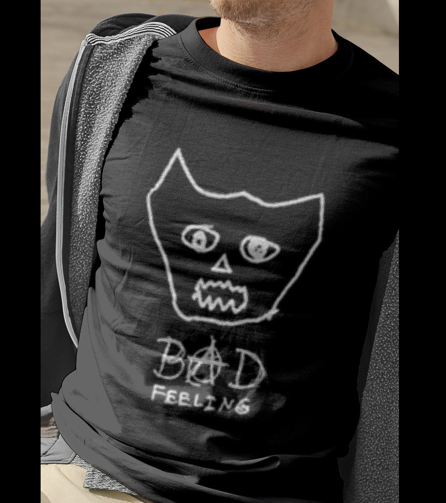 Jagwar Twin Bad Feeling Cat Face Drawing T-Shirt