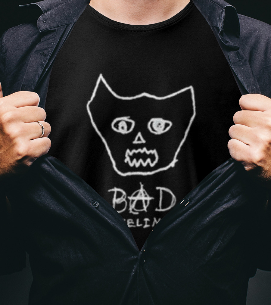 Jagwar Twin Bad Feeling Cat Face Drawing T-Shirt