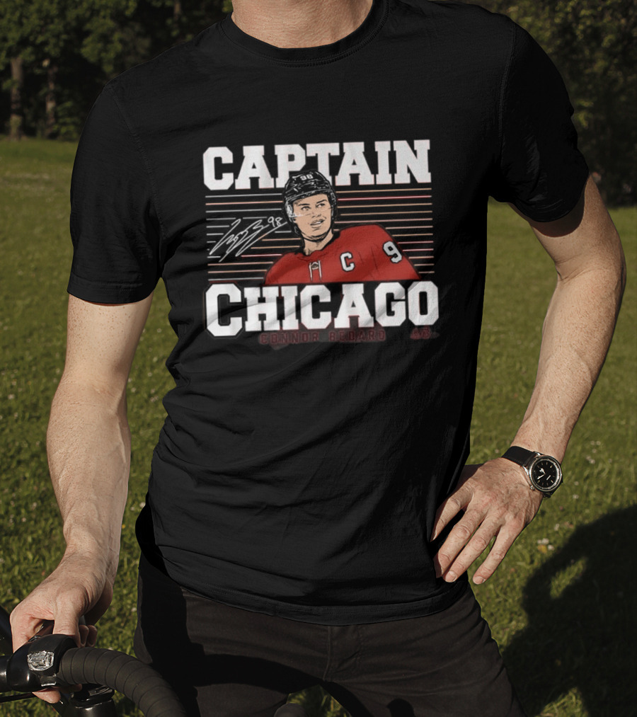 Connor Bedard Number 98 Captain Chicago Hockey T-Shirt