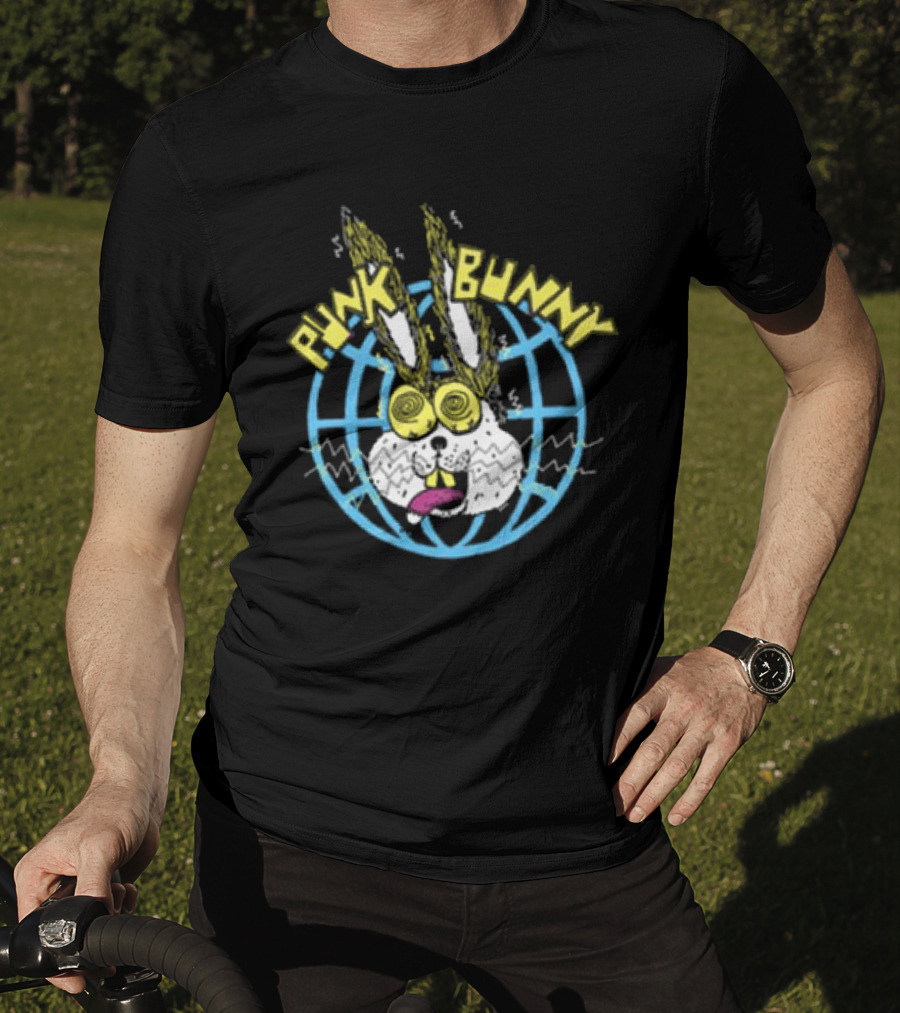 Punk Bunny Store Trucker Hat With Vibrant Bunny And Electric World Motif T-Shirt