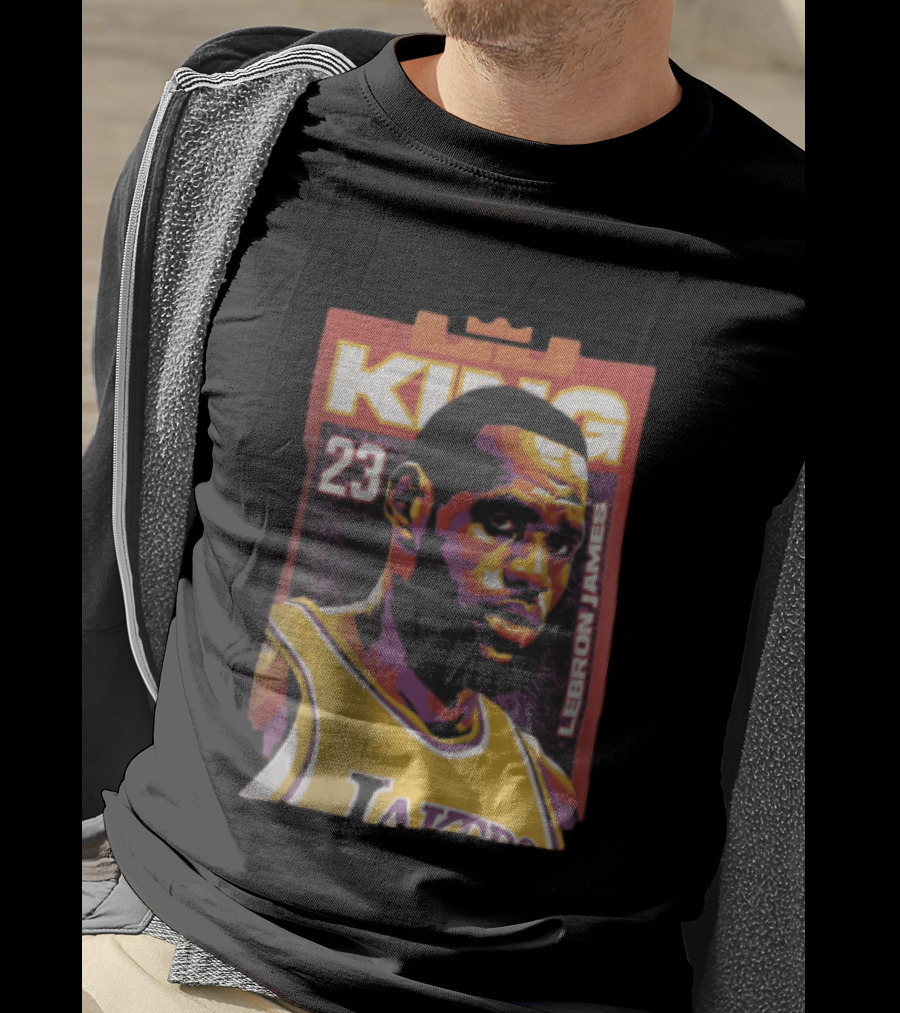 Los Angeles Lakers King 23 LeBron James NBA Pop Vector T-Shirt