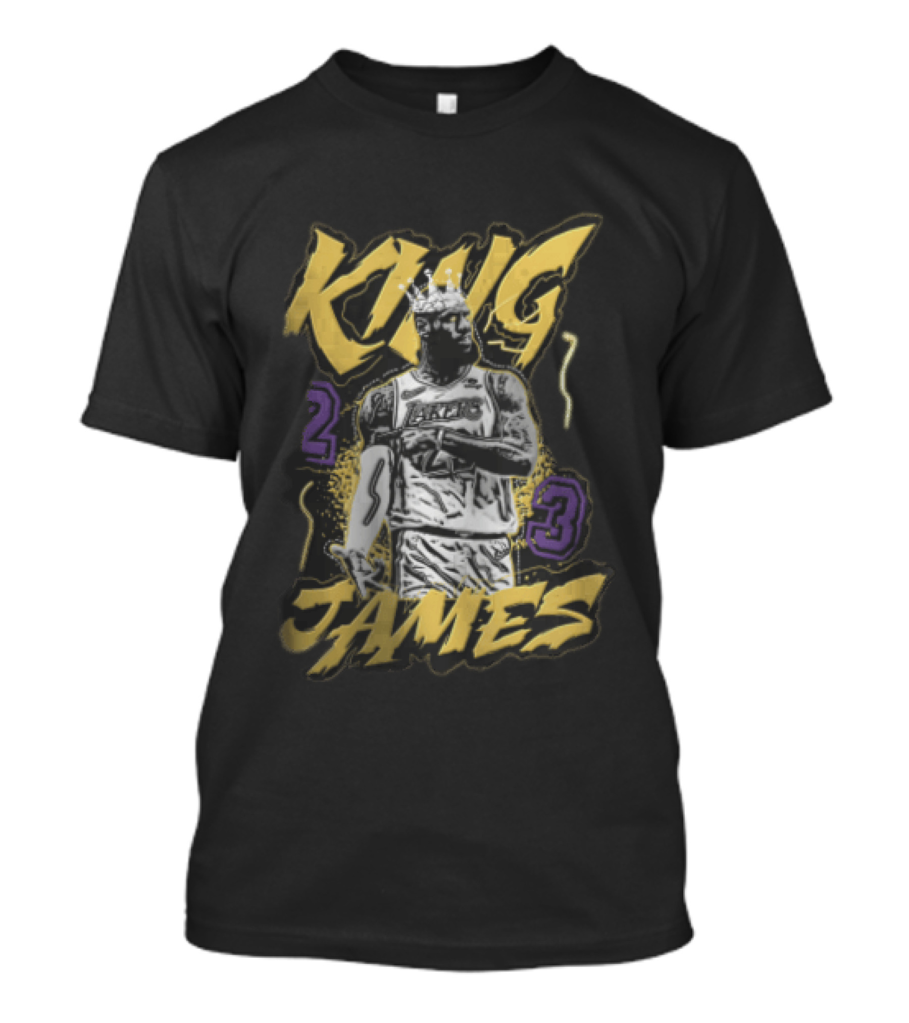 Los Angeles Lakers King James 23 Monochrome Gold Crown NBA T-Shirt
