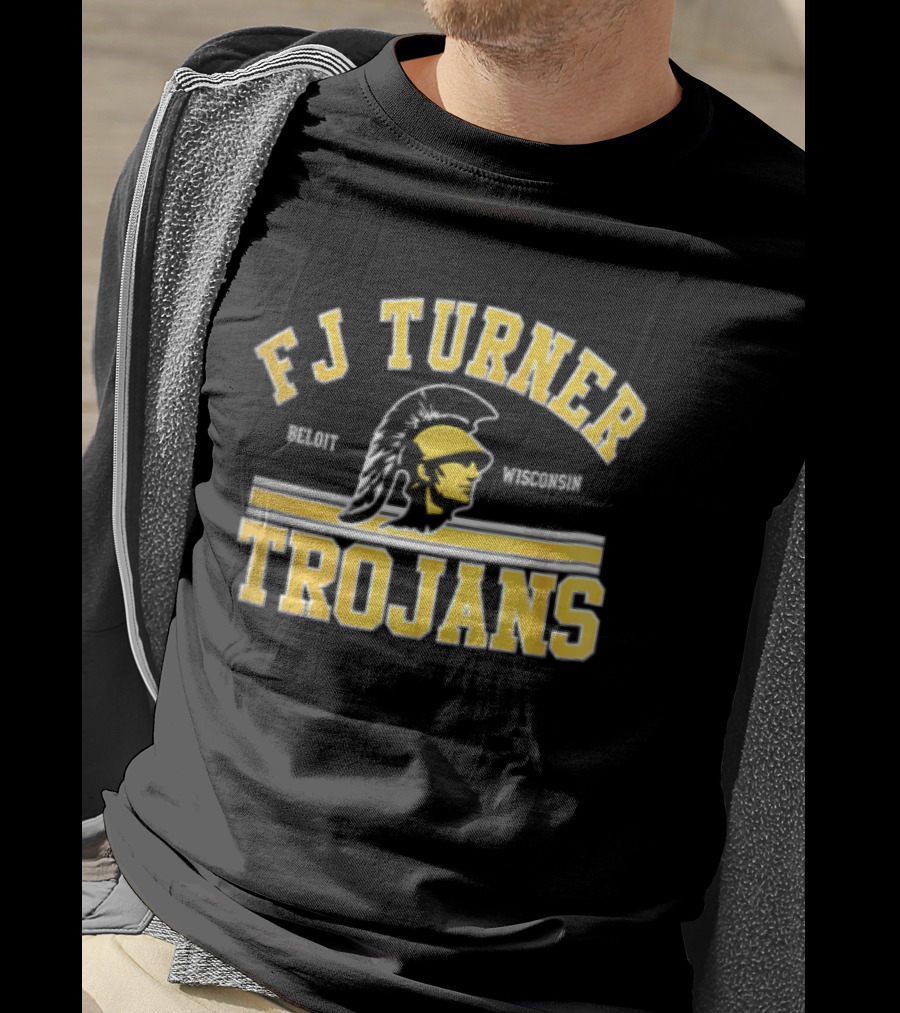 FJ Turner Trojans Beloit Wisconsin Crested Helmet Profile Head T-Shirt
