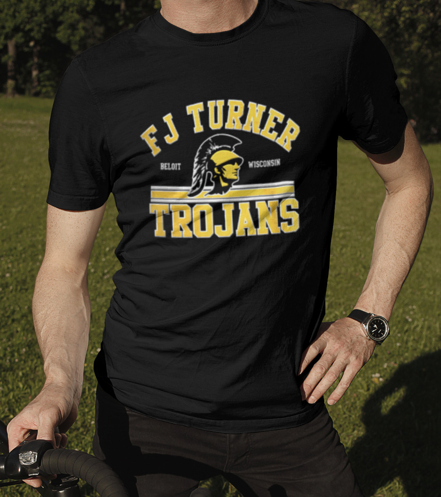 FJ Turner Trojans Beloit Wisconsin Crested Helmet Profile Head T-Shirt