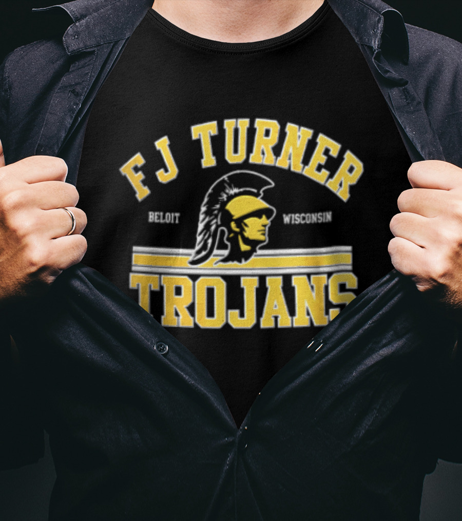 FJ Turner Trojans Beloit Wisconsin Crested Helmet Profile Head T-Shirt