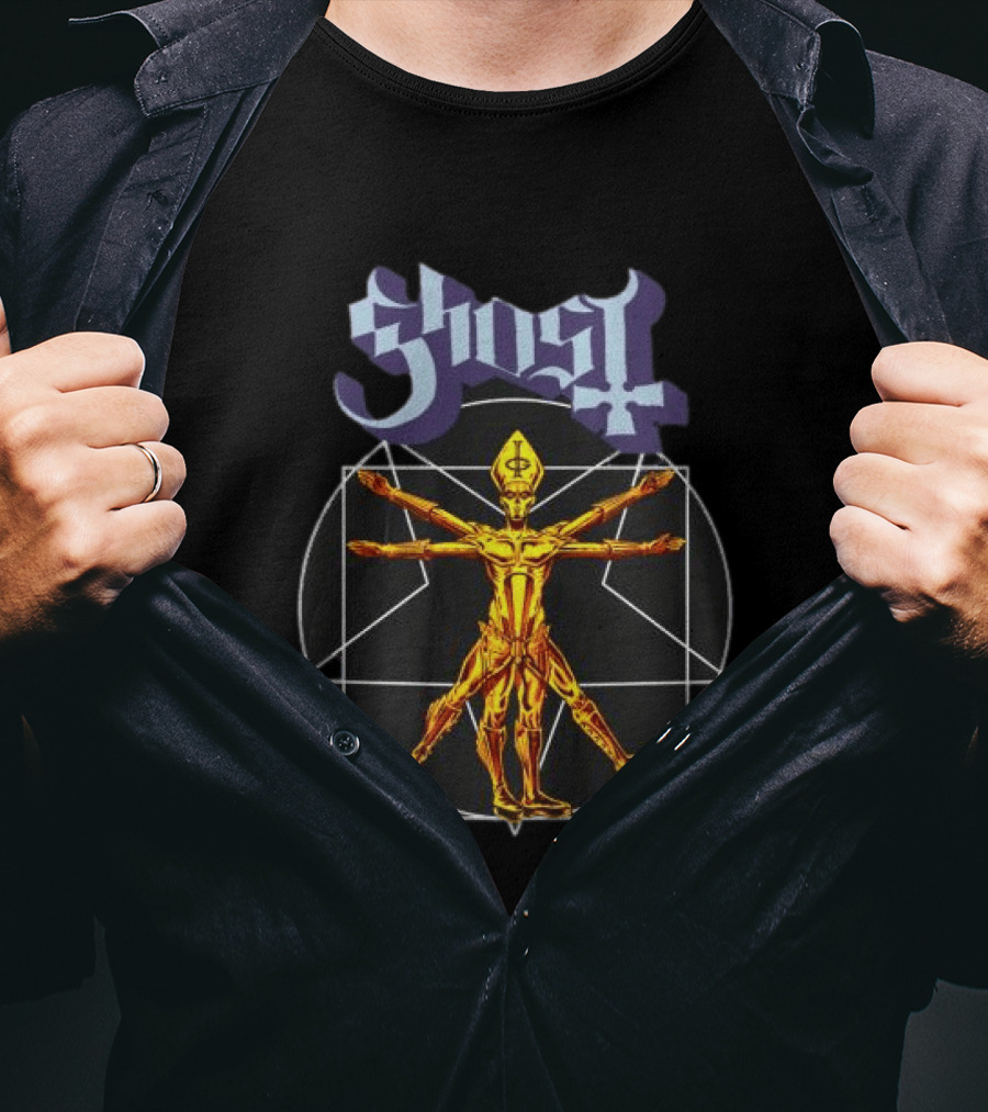 Ghost Store Popestar Vitruvian Man Design Black T-Shirt
