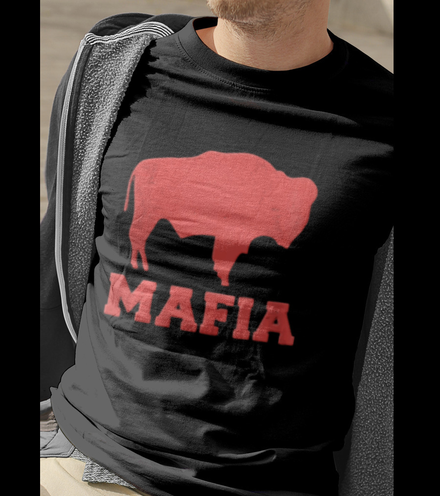 Mafia Distressed Red American Buffalo Bison T-Shirt