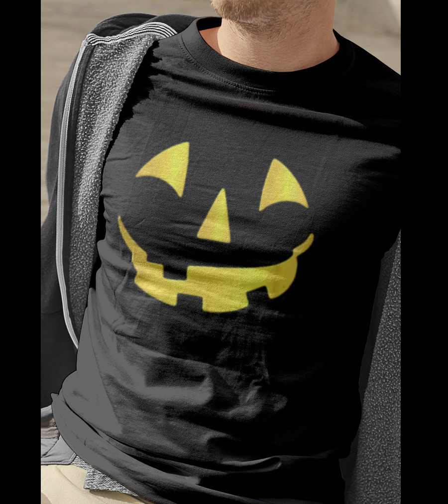Glowing Metallic Gold Jack O Lantern Pumpkin Face T-Shirt