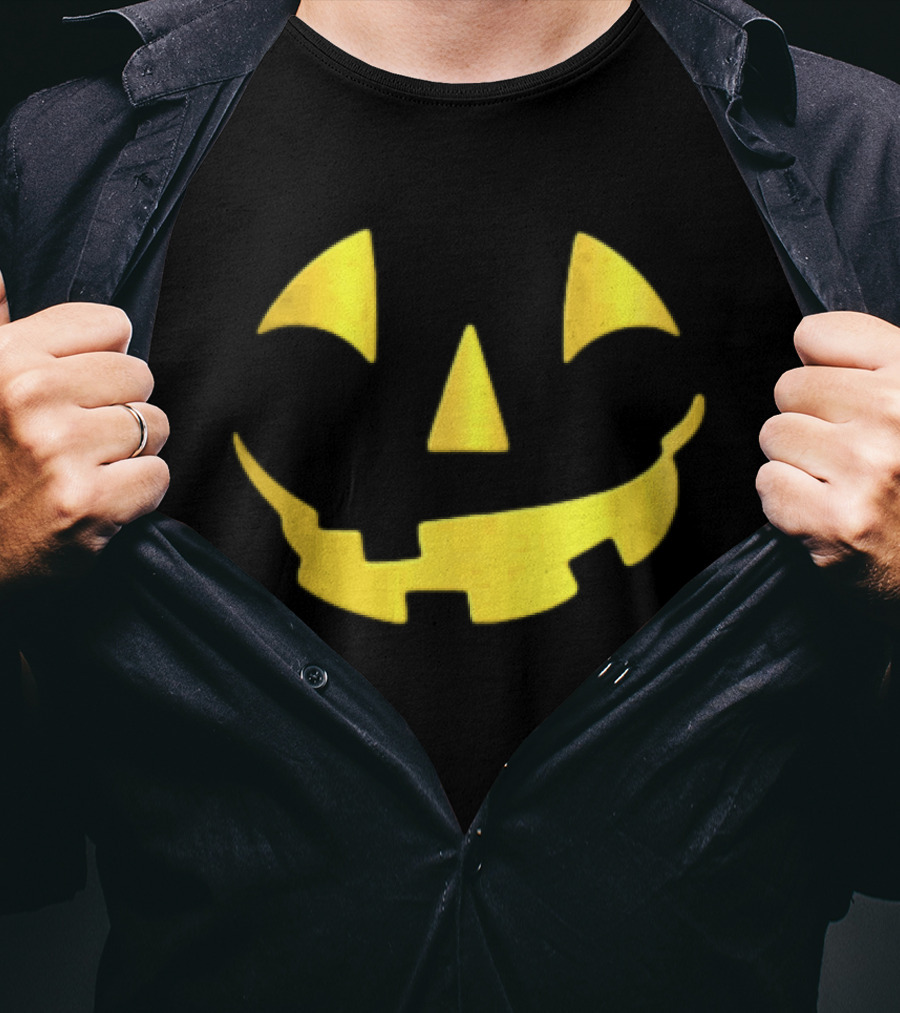 Glowing Metallic Gold Jack O Lantern Pumpkin Face T-Shirt