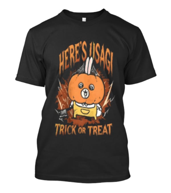 Here's Usagi Trick Or Treat Pumpkin Rabbit With Axe Halloween T-Shirt
