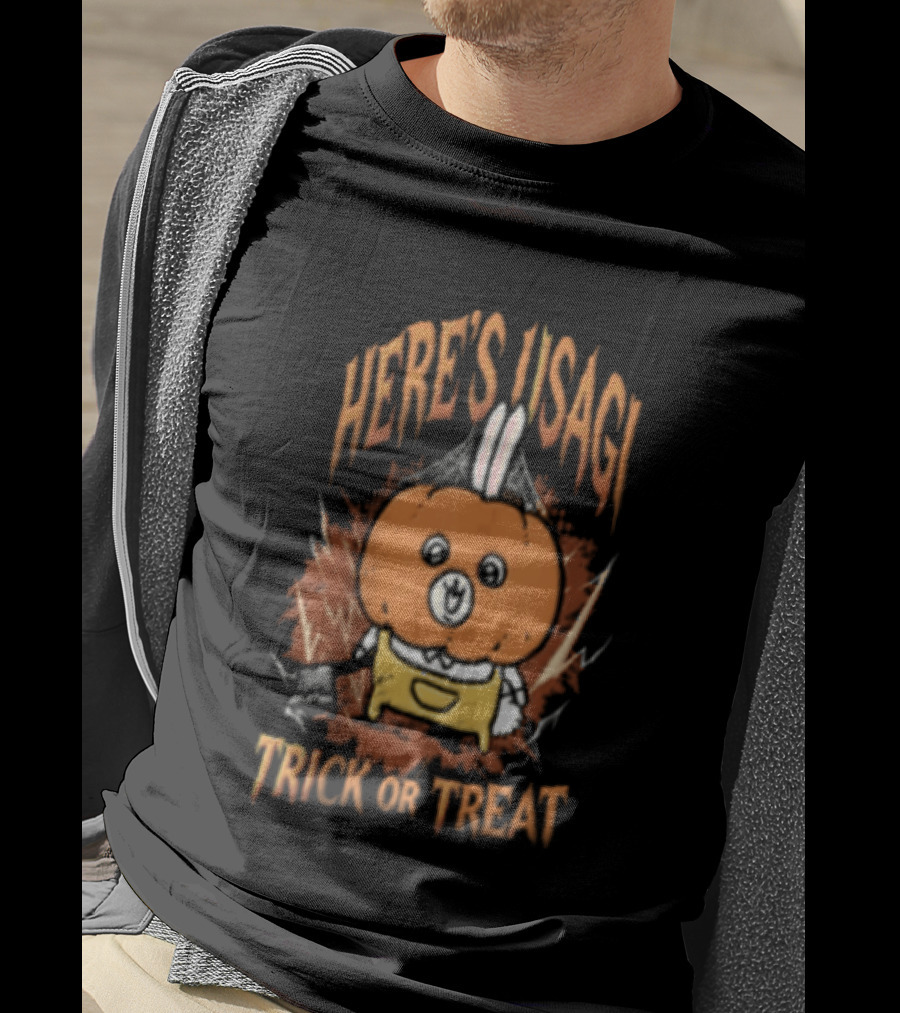 Here's Usagi Trick Or Treat Pumpkin Rabbit With Axe Halloween T-Shirt