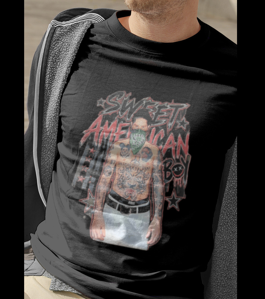 Sweet American Boy Less Tattooed Man Green Bandana Stars Bootleg T-Shirt