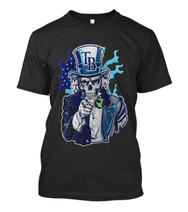 Tampa Bay Rays Skeleton Uncle Sam American Flag T-Shirt