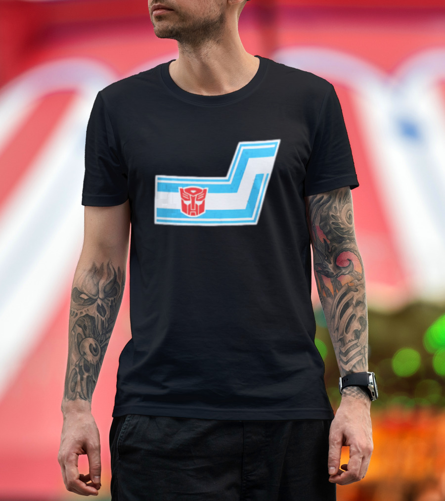 Transformers Autobots Red Insignia Blue White Racing Stripes Chevron Stickers T-Shirt