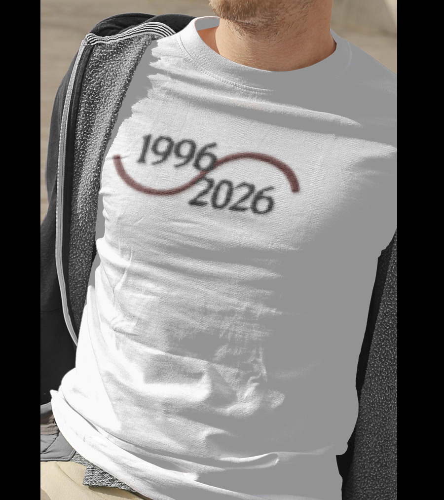 1996 2026 Red Curved Wave Line Typing Lifeline T-Shirt