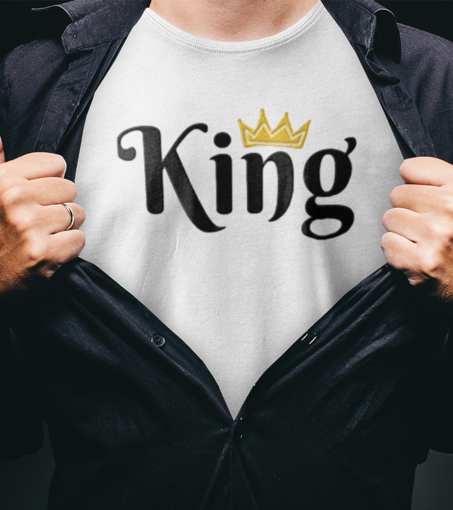 King Black Script Gold Crown Lettering T-Shirt