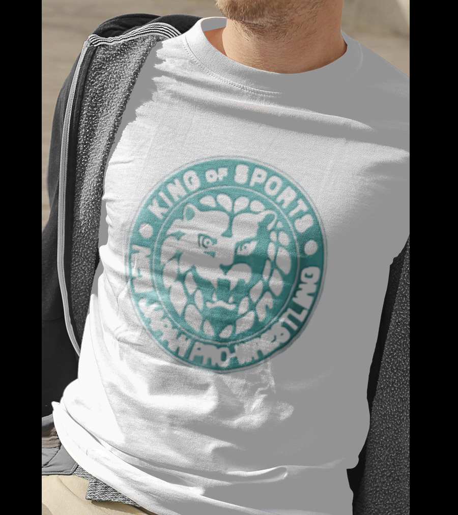New Japan Pro Wrestling King Of Sports Teal Circular Lion Head T-Shirt
