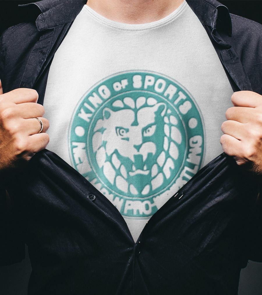 New Japan Pro Wrestling King Of Sports Teal Circular Lion Head T-Shirt