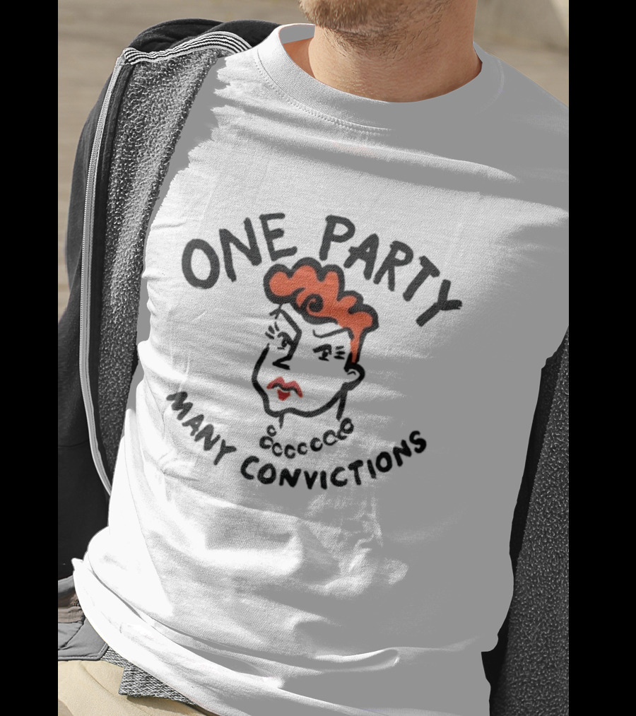 One Party Many Convictions Hillary Clinton Political Caricature T-Shirt