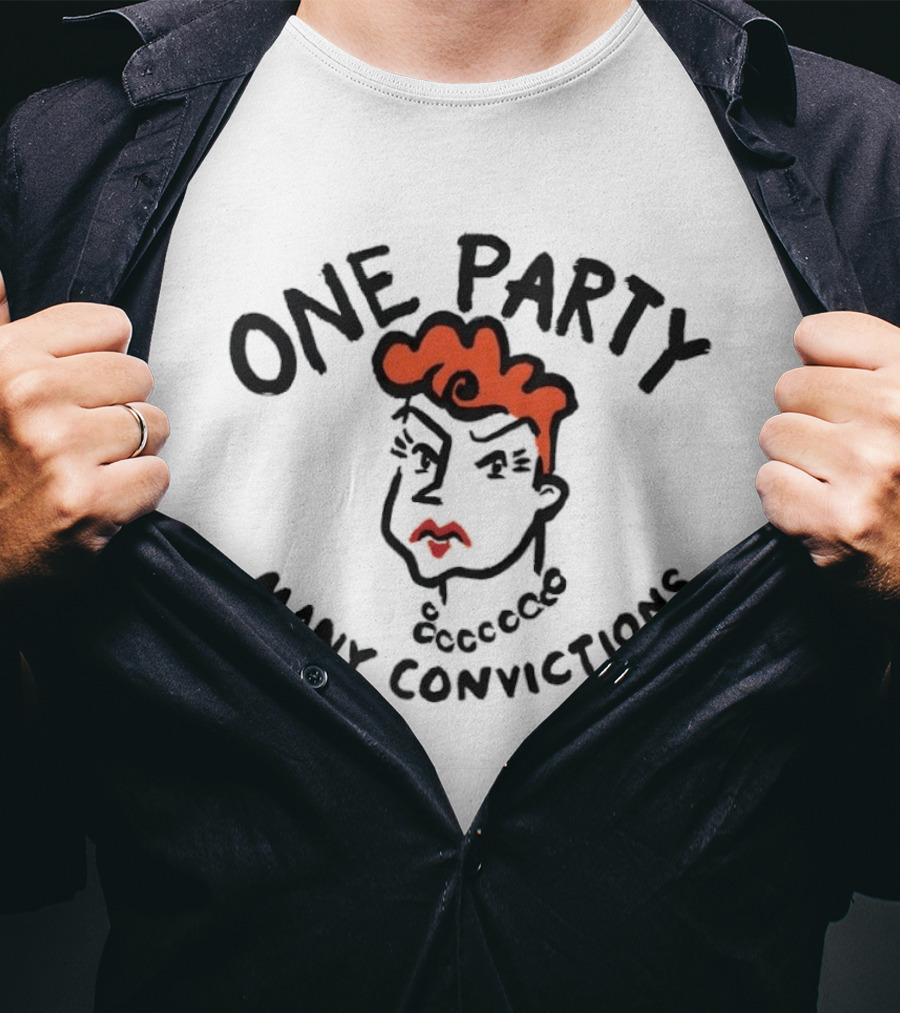 One Party Many Convictions Hillary Clinton Political Caricature T-Shirt