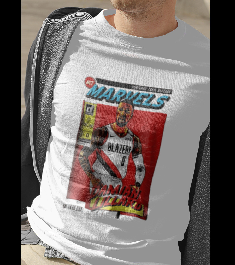 Portland Trail Blazers Net Marvels Damian Lillard Comic Cover NBA Issue 0 Halftone T-Shirt