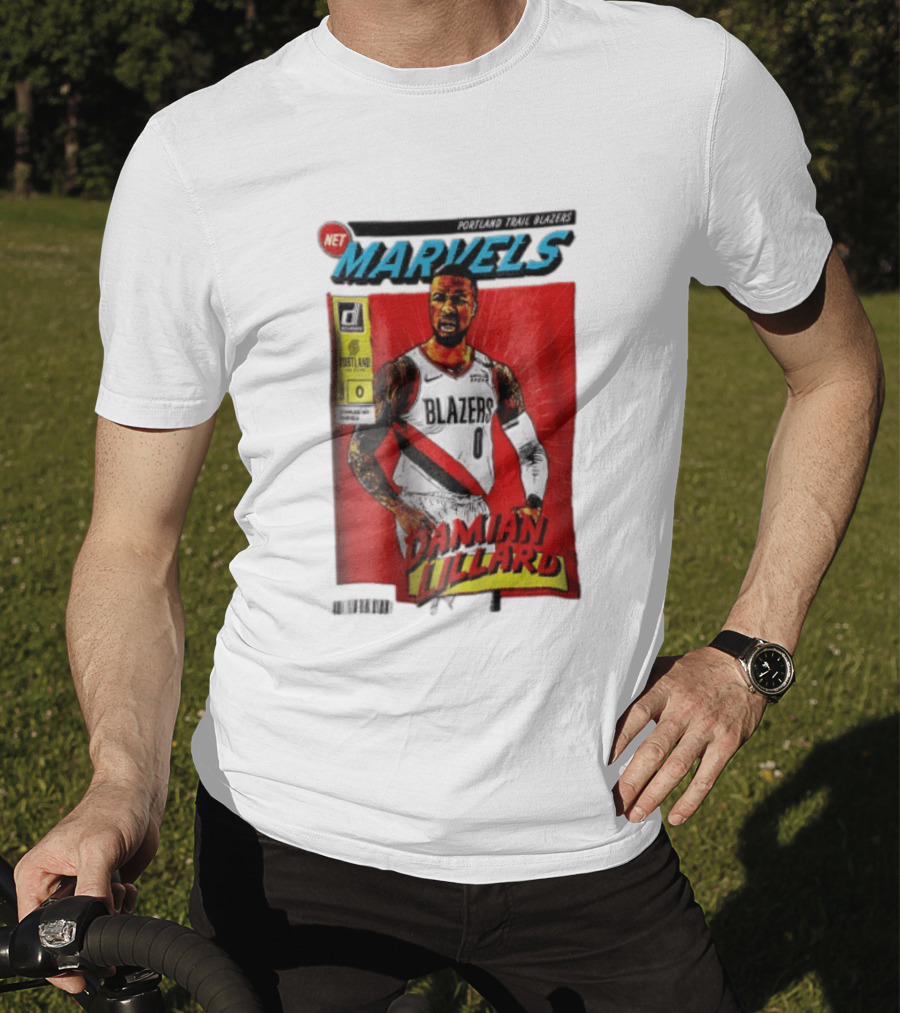 Portland Trail Blazers Net Marvels Damian Lillard Comic Cover NBA Issue 0 Halftone T-Shirt