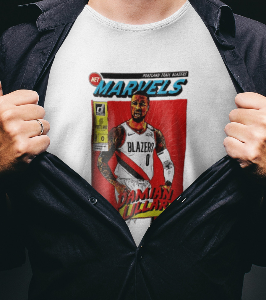 Portland Trail Blazers Net Marvels Damian Lillard Comic Cover NBA Issue 0 Halftone T-Shirt
