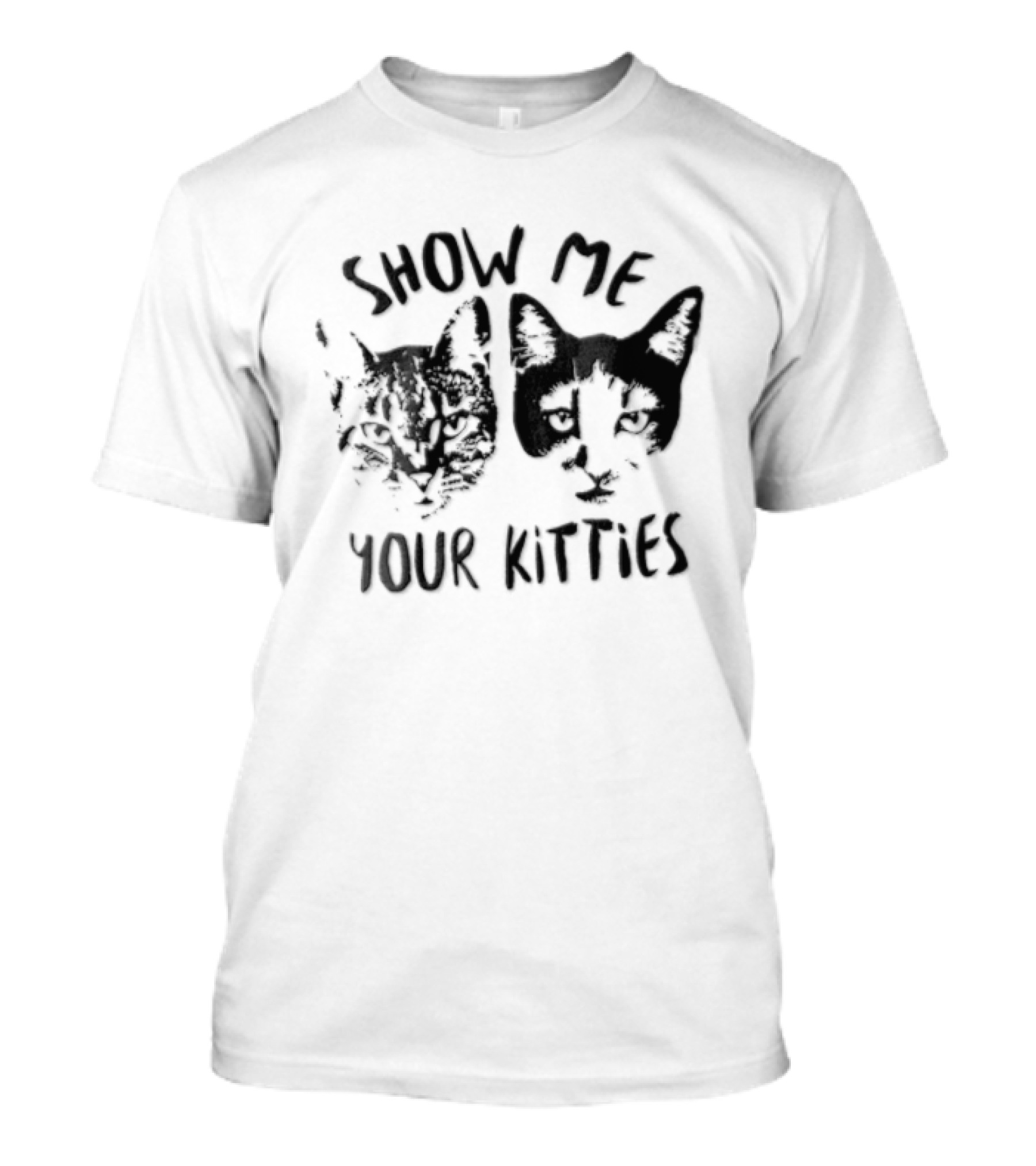 Show Me Your Kitties Tabby Tuxedo Cat Heads T-Shirt