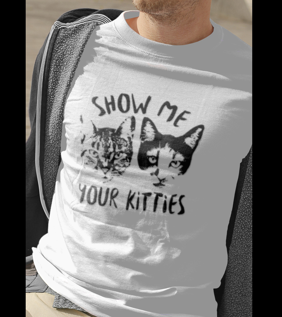 Show Me Your Kitties Tabby Tuxedo Cat Heads T-Shirt