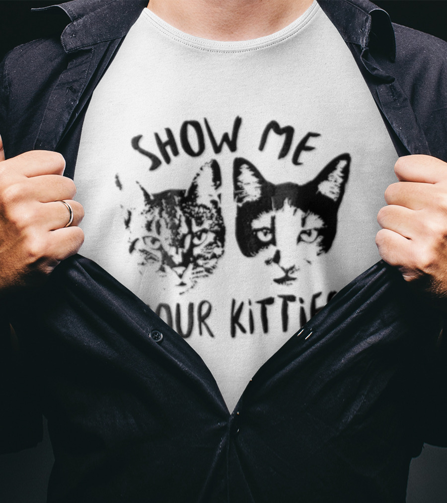 Show Me Your Kitties Tabby Tuxedo Cat Heads T-Shirt