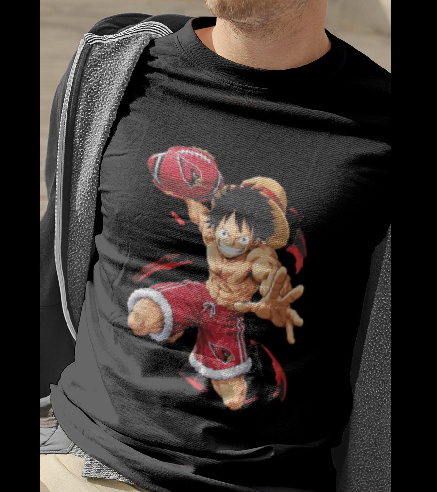 Arizona Cardinals Straw Hat Anime Football Player Action T-Shirt