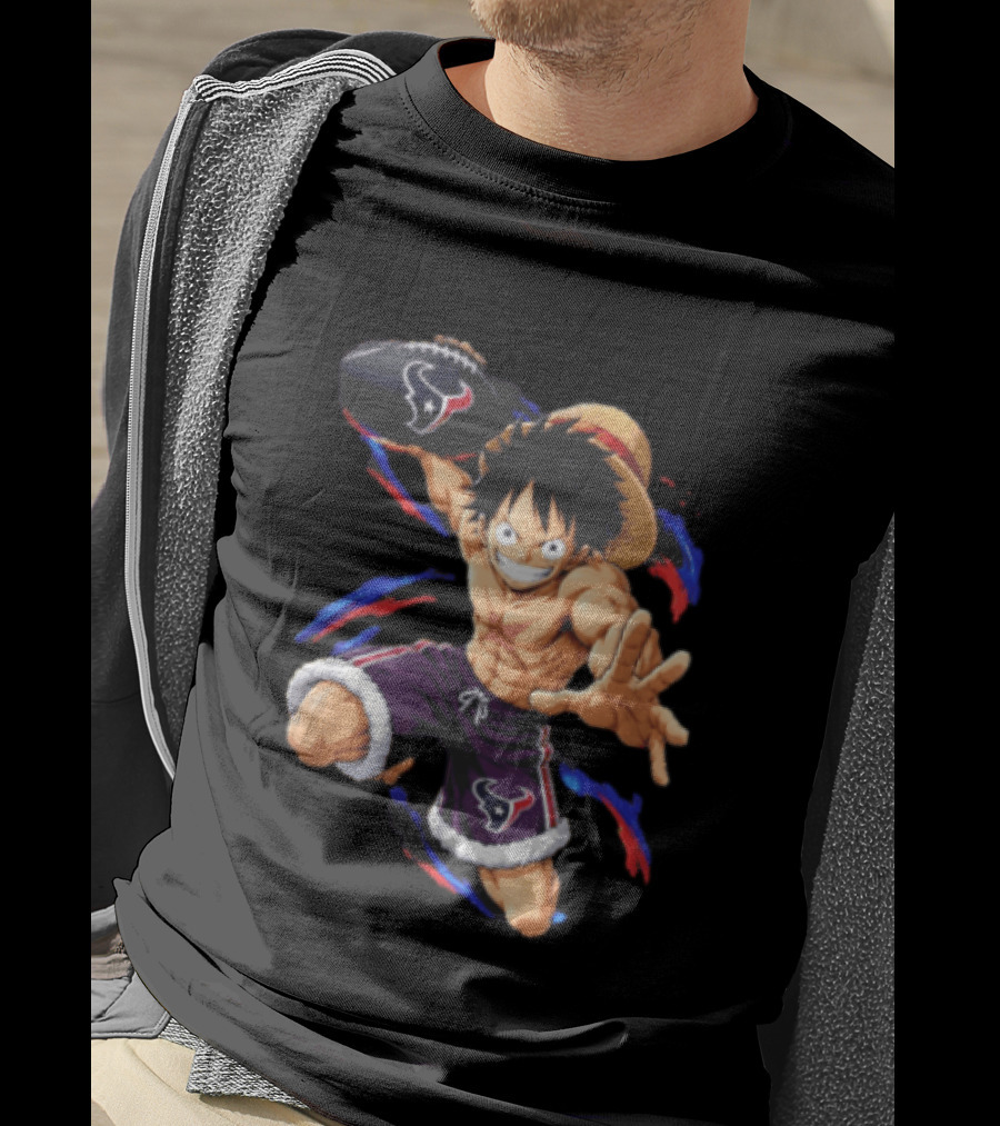 Anime Luffy Houston Texans Football Fan T-Shirt