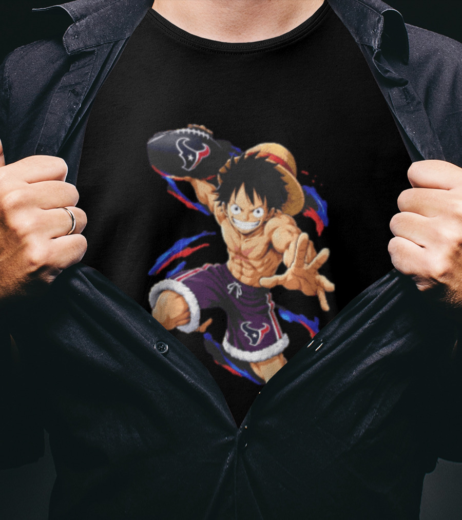 Anime Luffy Houston Texans Football Fan T-Shirt