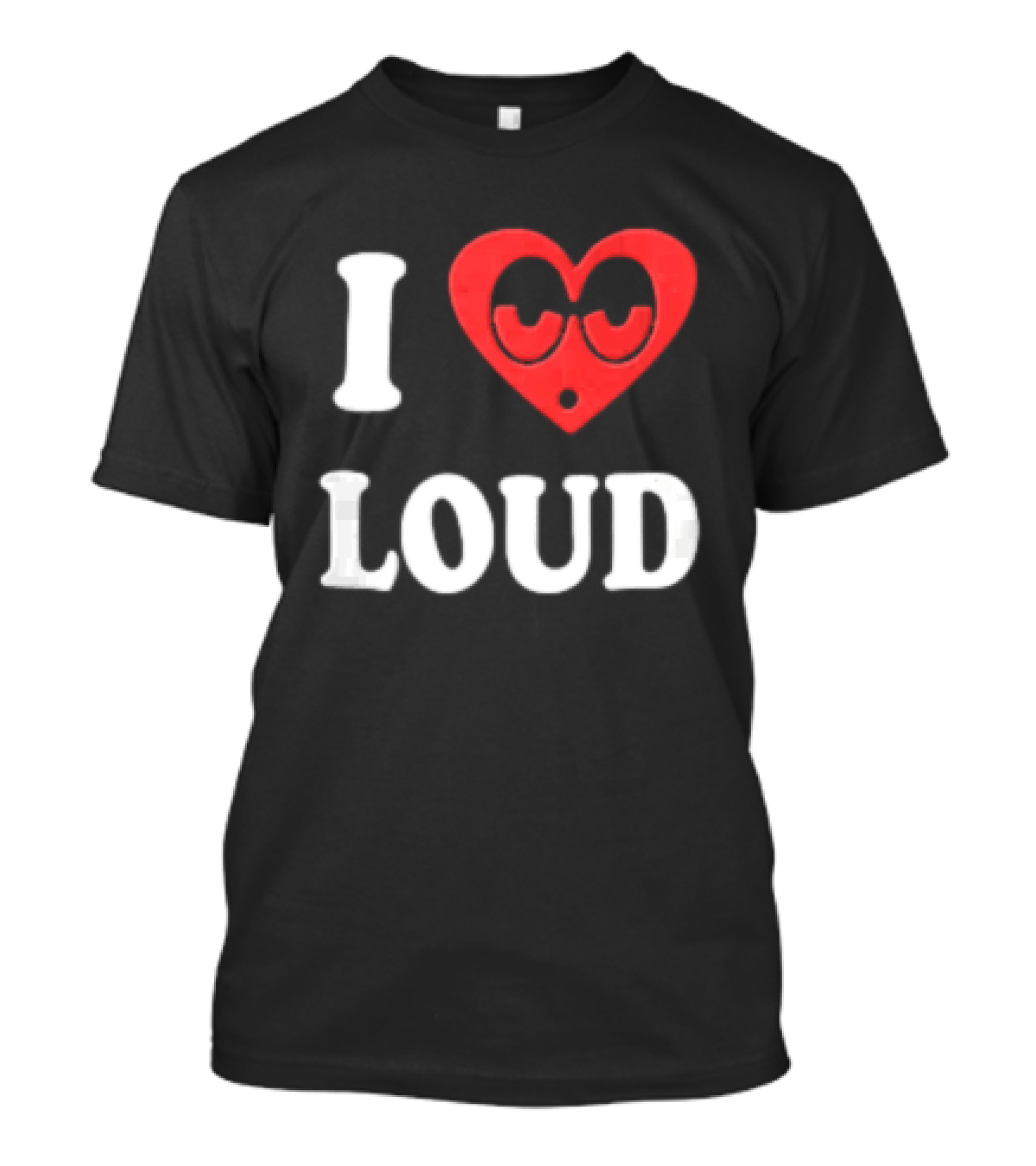 I Love Loud Red Heart Droopy Eyes Cartoon T-Shirt