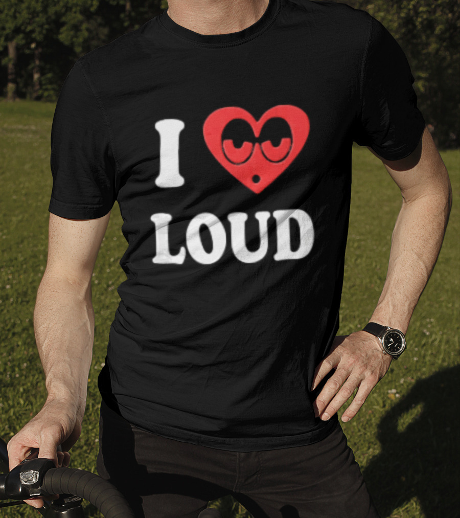 I Love Loud Red Heart Droopy Eyes Cartoon T-Shirt