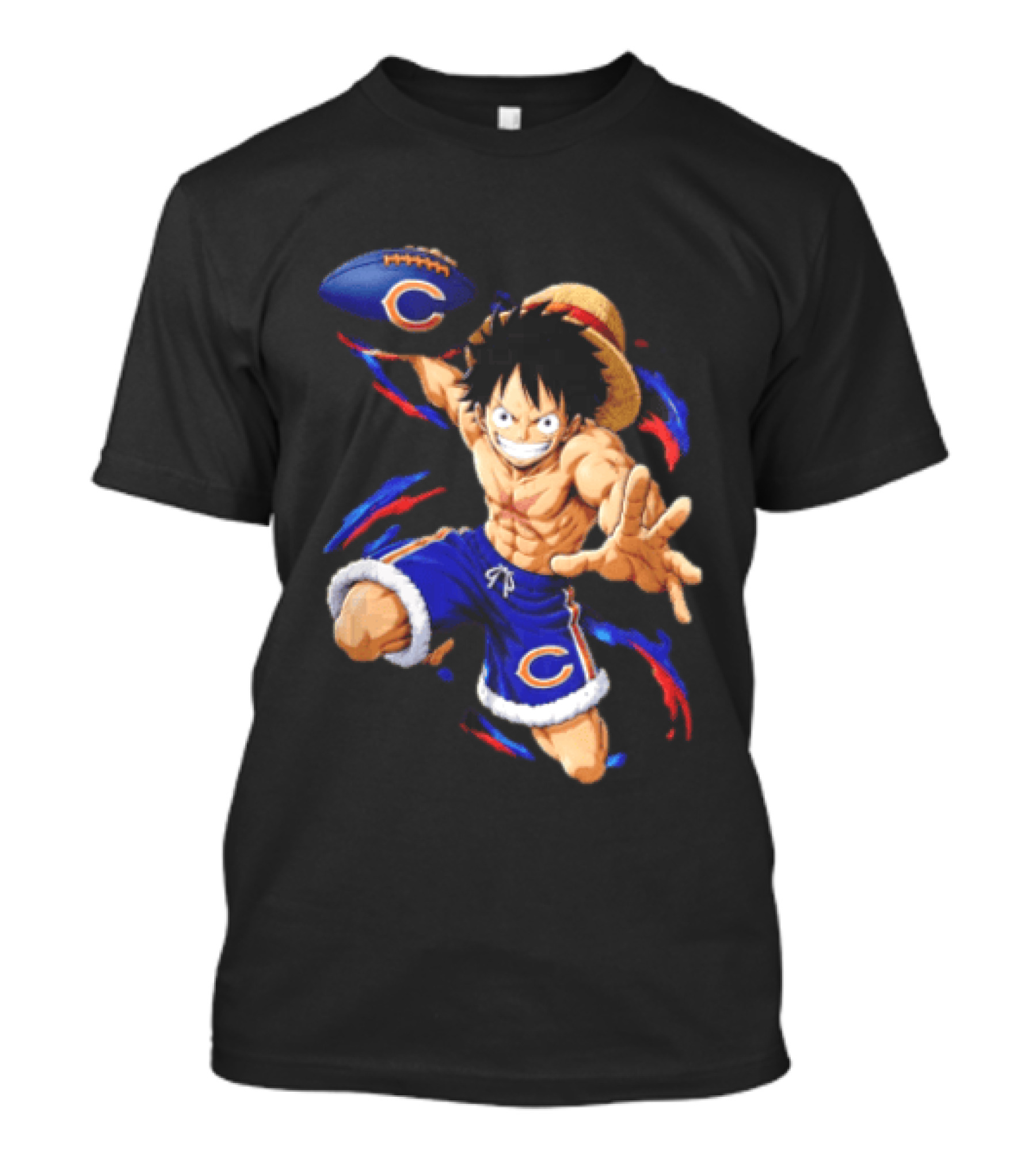 Chicago Bears Straw Hat Pirate Football Anime Crossover Adventures T-Shirt