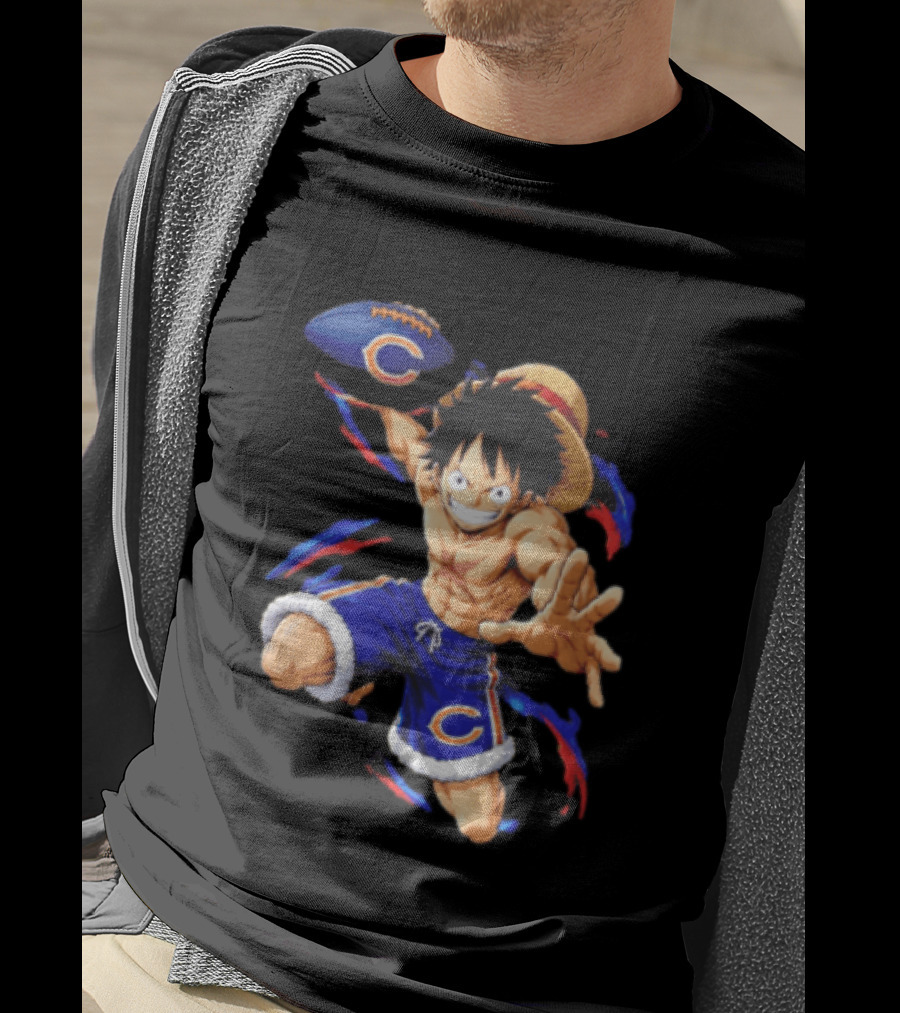 Chicago Bears Straw Hat Pirate Football Anime Crossover Adventures T-Shirt