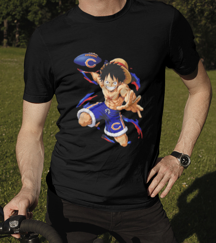 Chicago Bears Straw Hat Pirate Football Anime Crossover Adventures T-Shirt