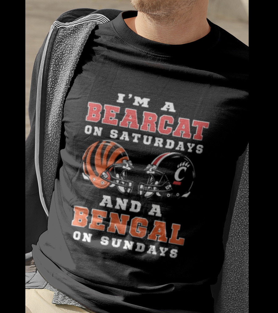 I'm A Bearcat On Saturdays And A Bengal On Sundays Football Helmet T-Shirt