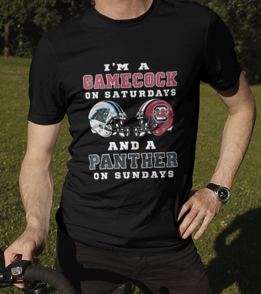 I'm A Gamecock On Saturdays And A Panther On Sundays Football Helmet T-Shirt
