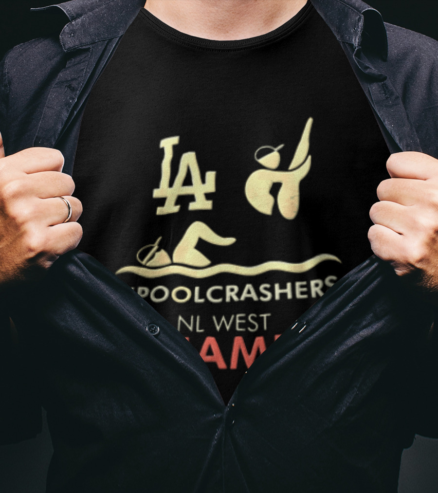 LA Dodgers NL West Champs Poolcrashers Swimmer Diver Water Wave T-Shirt