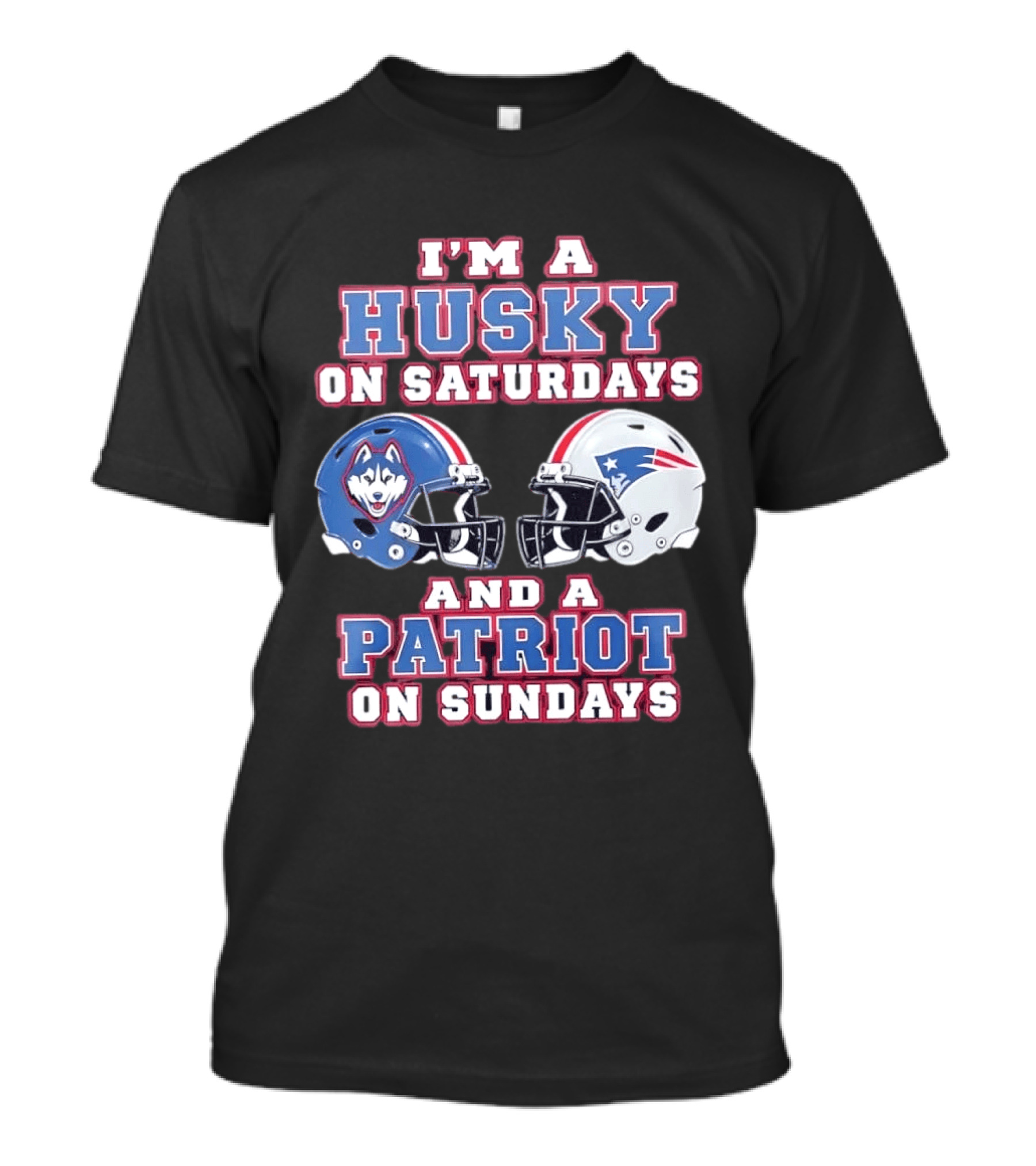 I'm A Husky On Saturdays And A Patriot On Sundays Football Helmets T-Shirt